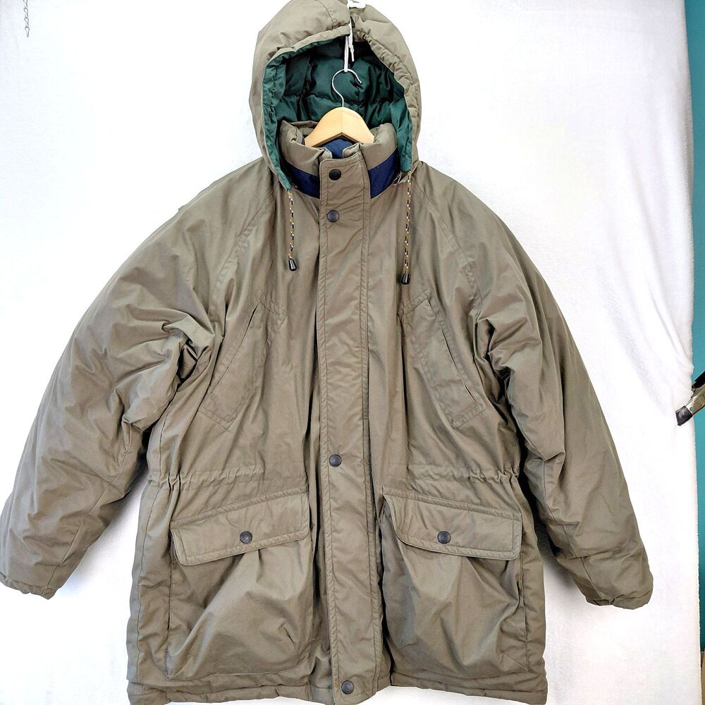 VTG Forest Club Jacket Mens Size XL Brown Down Removable Hood Anorak Ski Parka